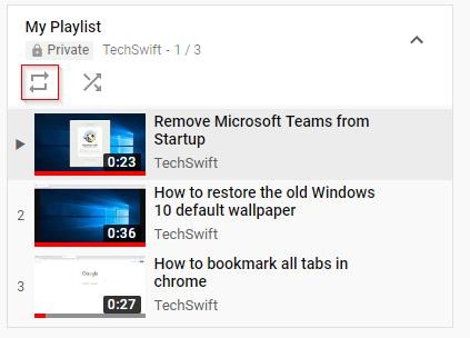 youtube video playlist loop option