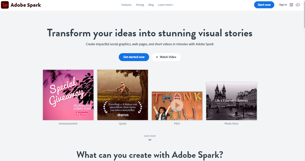 adobe spark website