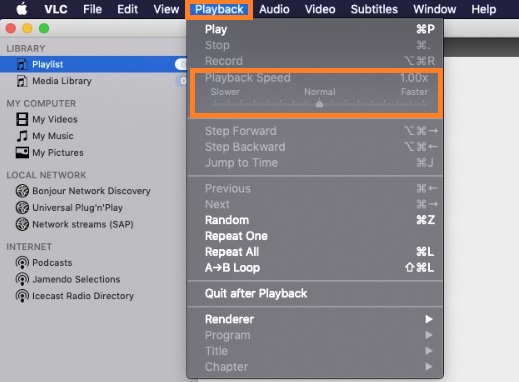 how to increase video speed in VLC(mac)