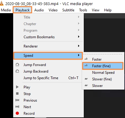how to increase video speed in VLC(windows)-1