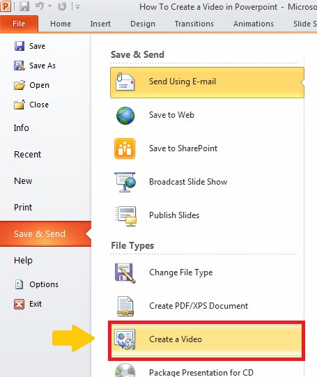 Create a Video in PowerPoint Step 1