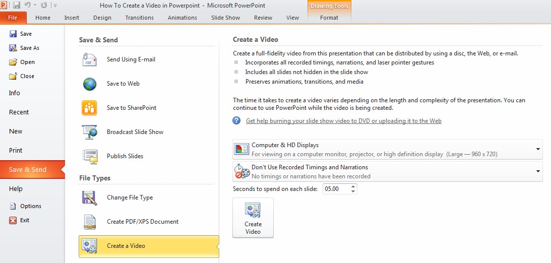 Create a Video in PowerPoint Step 2