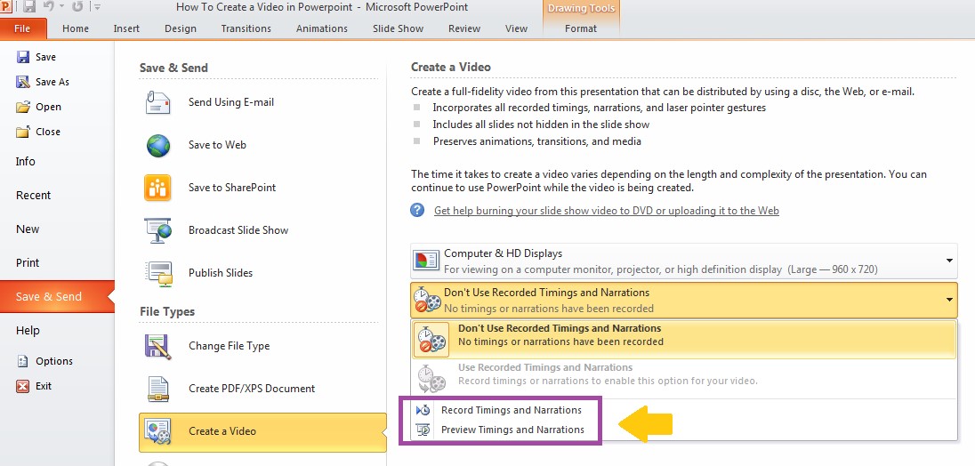 Create a Video in PowerPoint Step 3