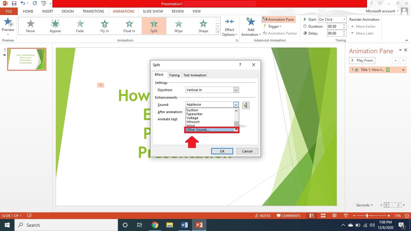 put sound effects to powerpoint 5