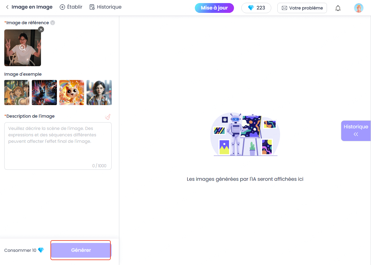 ChatArt importer et générer votre photo