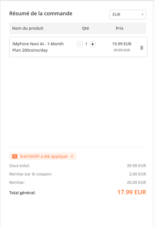 saisissez le code de réduction