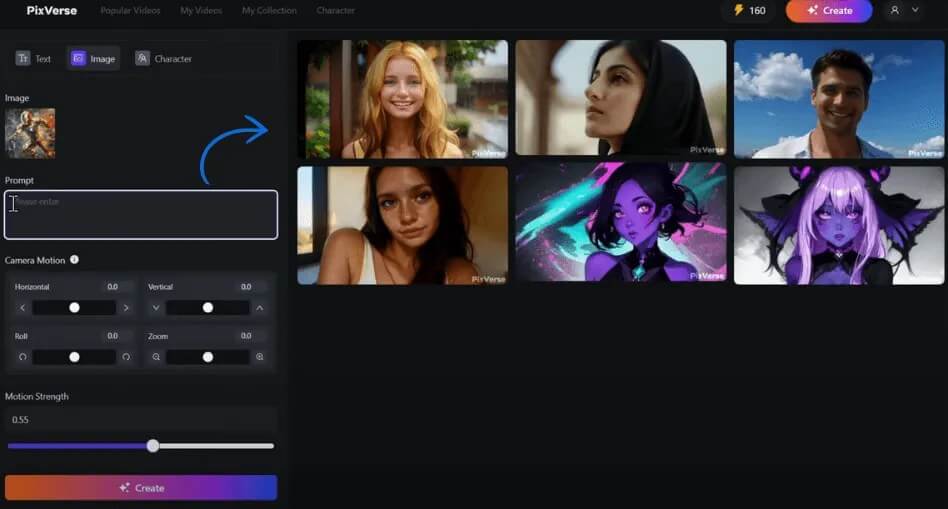 Génération vidéo à partir d’image de Pixverse AI