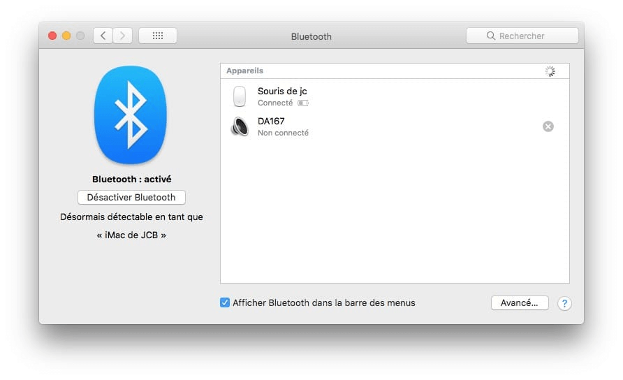 Désactiver et réactiver Bluetooth Mac