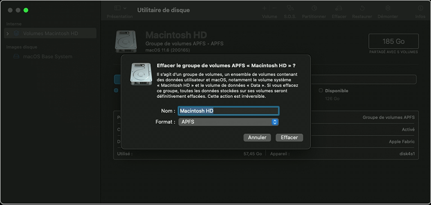 réinitialiser un Mac/imac 