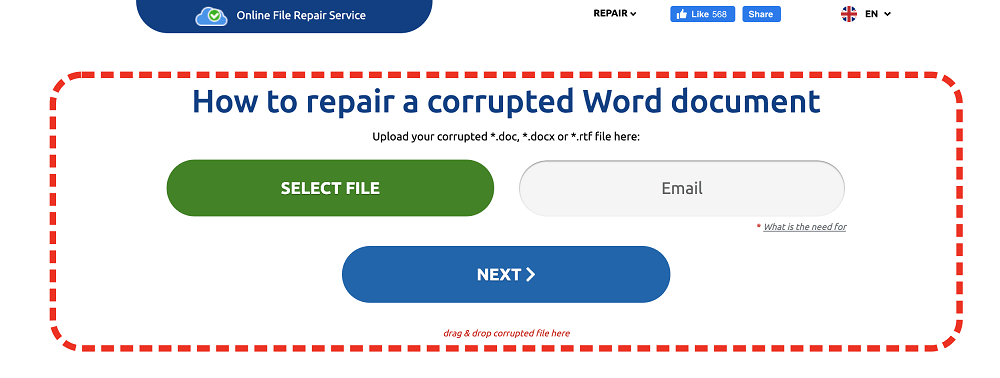 réparer Word avec Online File Repair Service