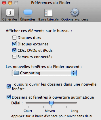 afficher disque externe sur le bureau mac