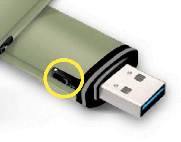  Fermer le commutateur physique de protection en écriture d'une clé USB