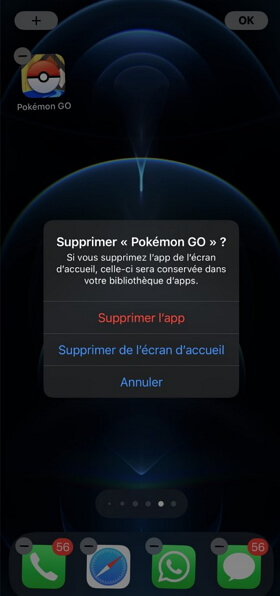 supprimer l'application Pokémon Go sur iPhone