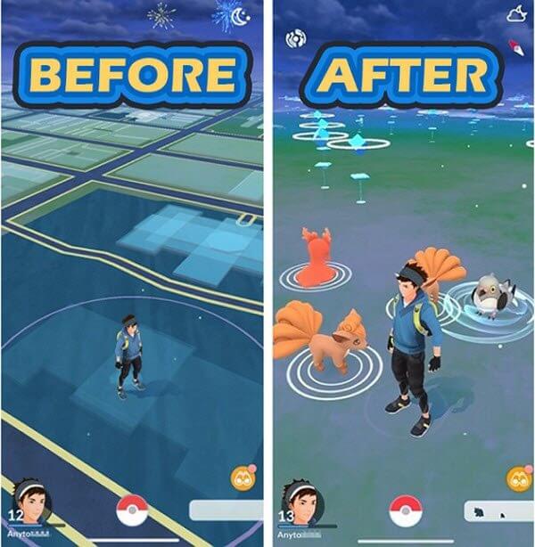 position GPS virtuelle Pokémon GO