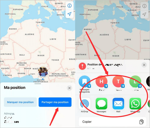 partager sa position avec Apple Maps
