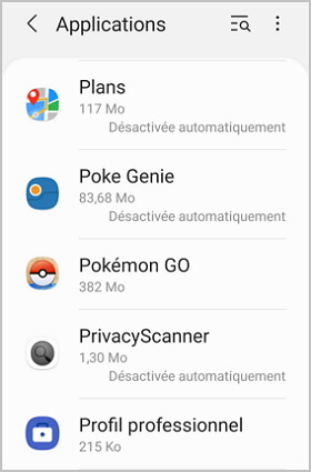 paramètres de l'application Pokémon GO