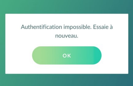 authentification impossible dans Pokémon Go