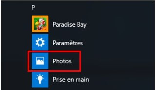 Ouvrir l'application de photo en Windows