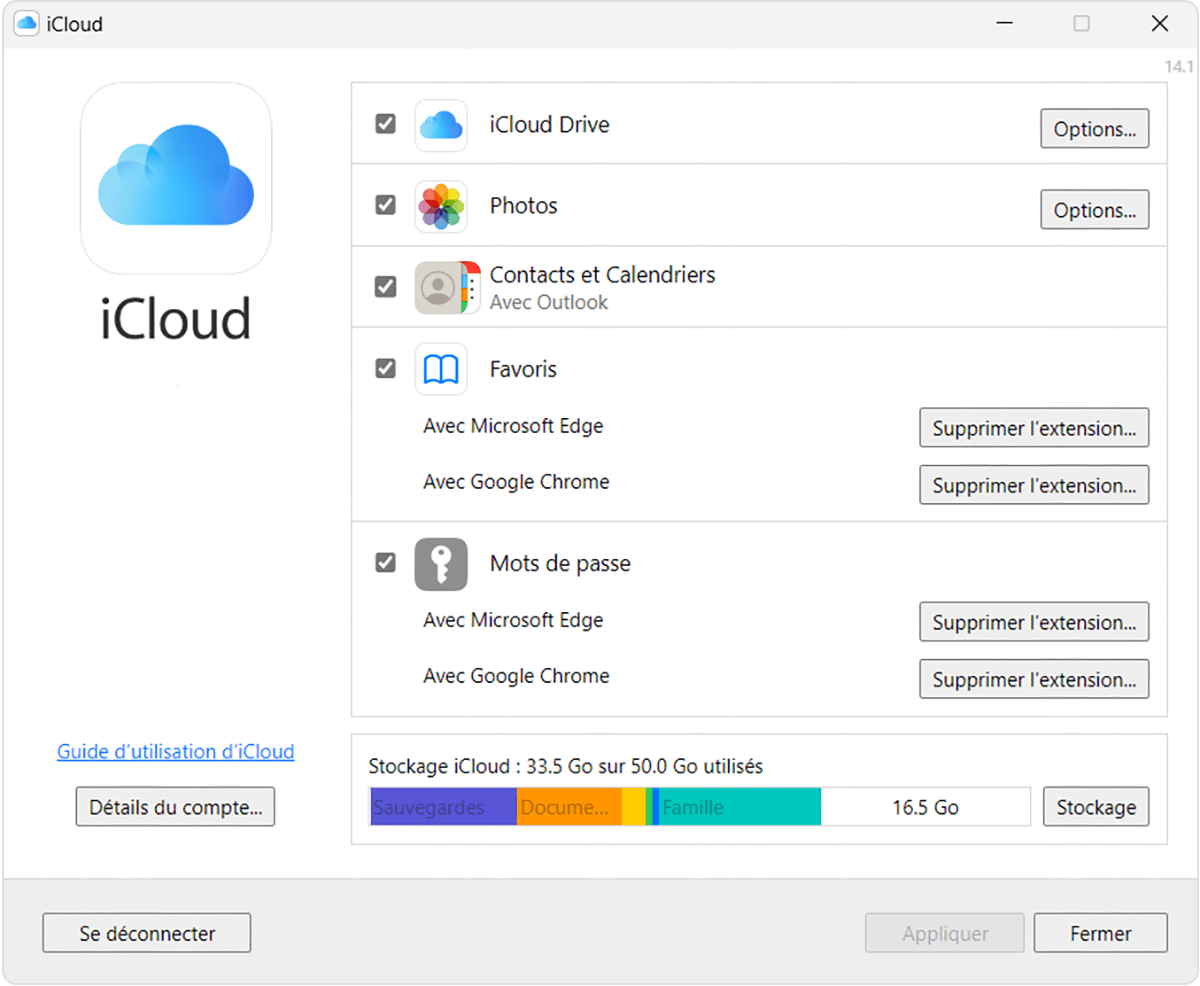 Ouvrir iCloud pour Windows