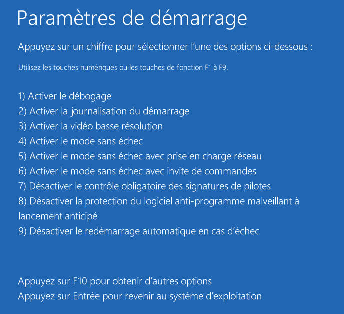 Désinstaller les dernières mises à jour en mode échec