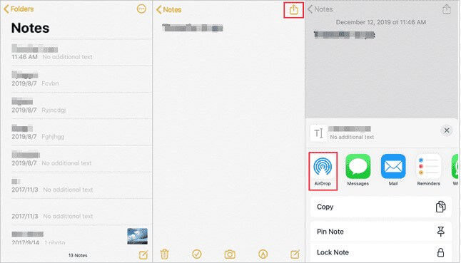 Transférer des notes d'un iPhone à l'autre à l'aide d'AirDrop