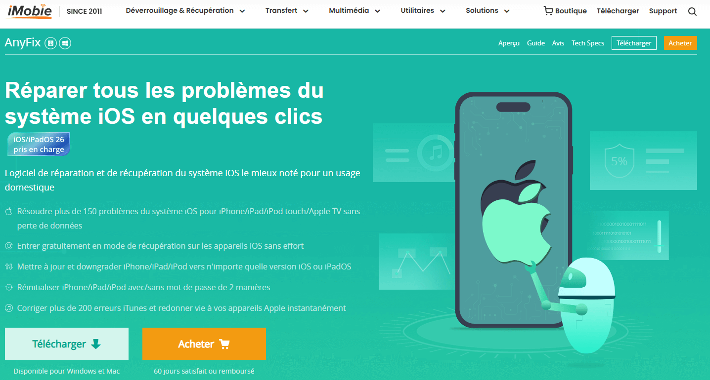 interface sur iMobie AnyFix