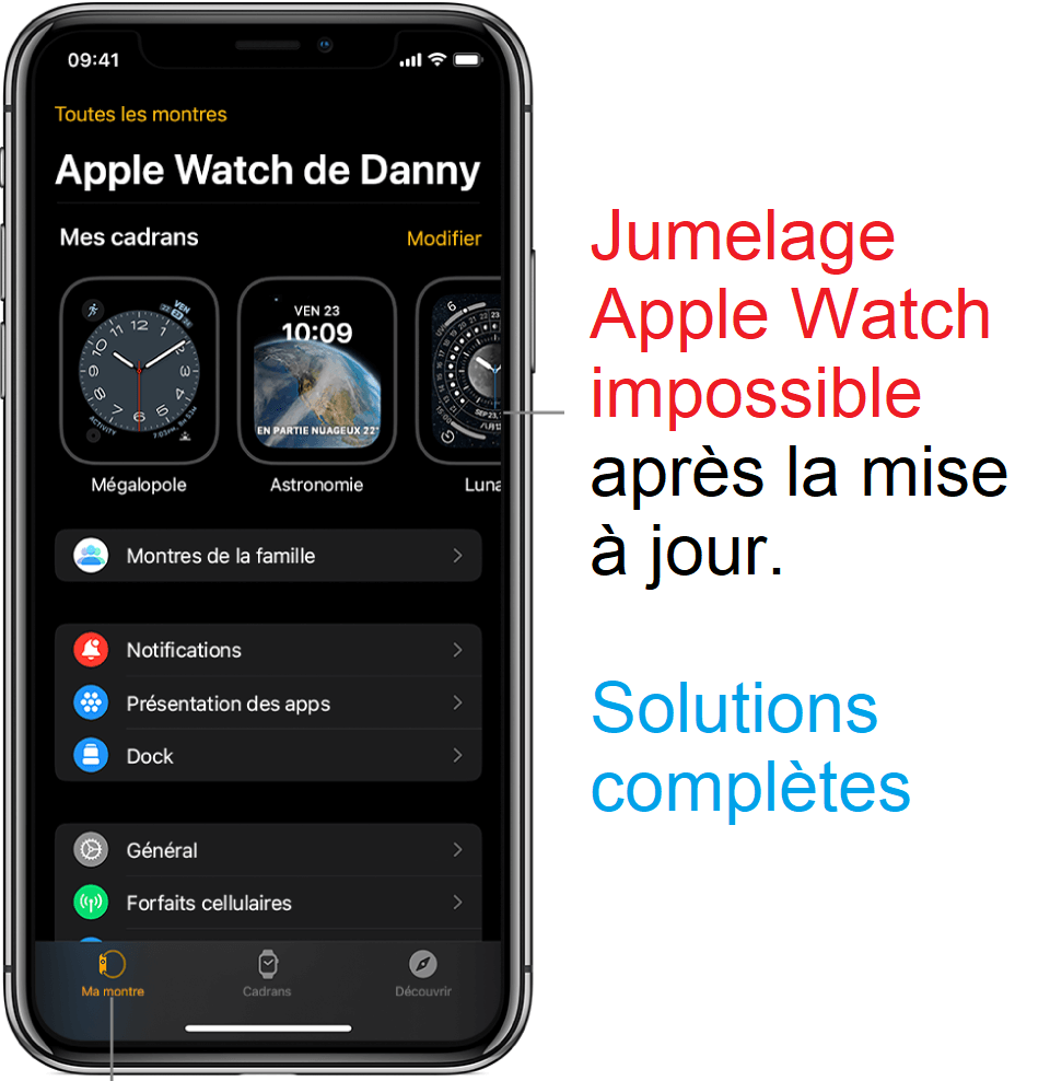 Jumelage d'Apple Watch impossible après la mise à jour