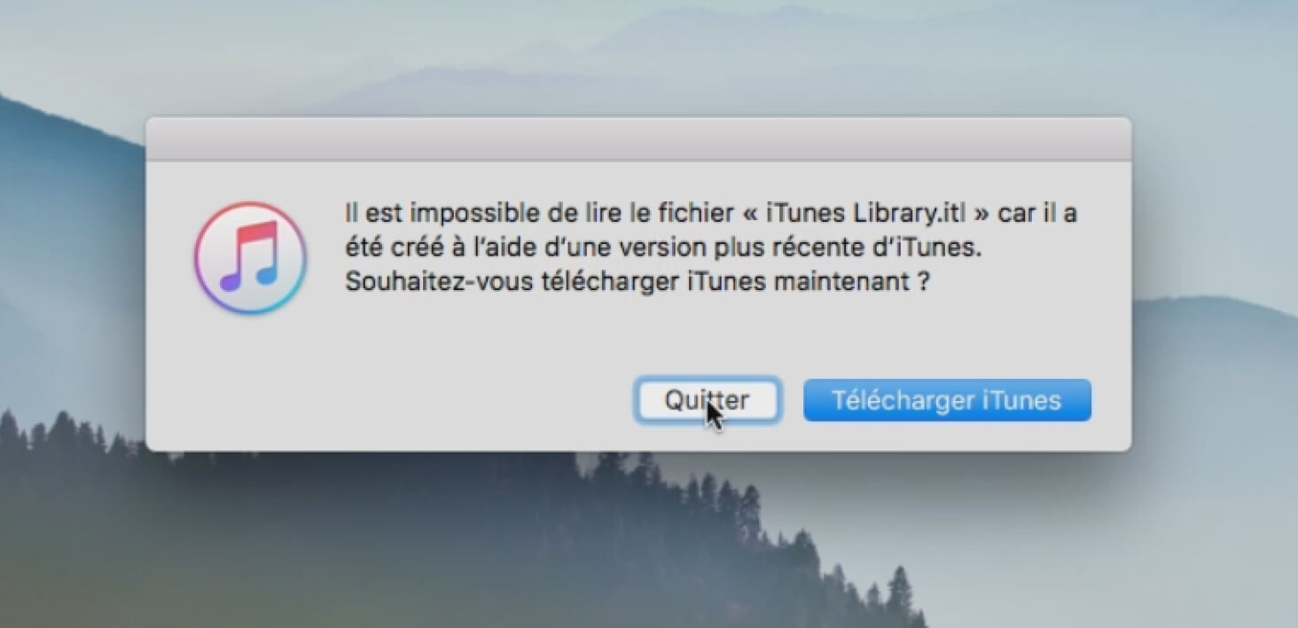 Impossible de lire le fichier iTunes library.itl