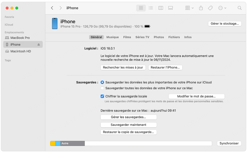 Rechercher les mises à jour Finder
