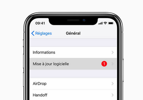 Mettre à jour iOS pour utiliser le démmarage rapide iphone