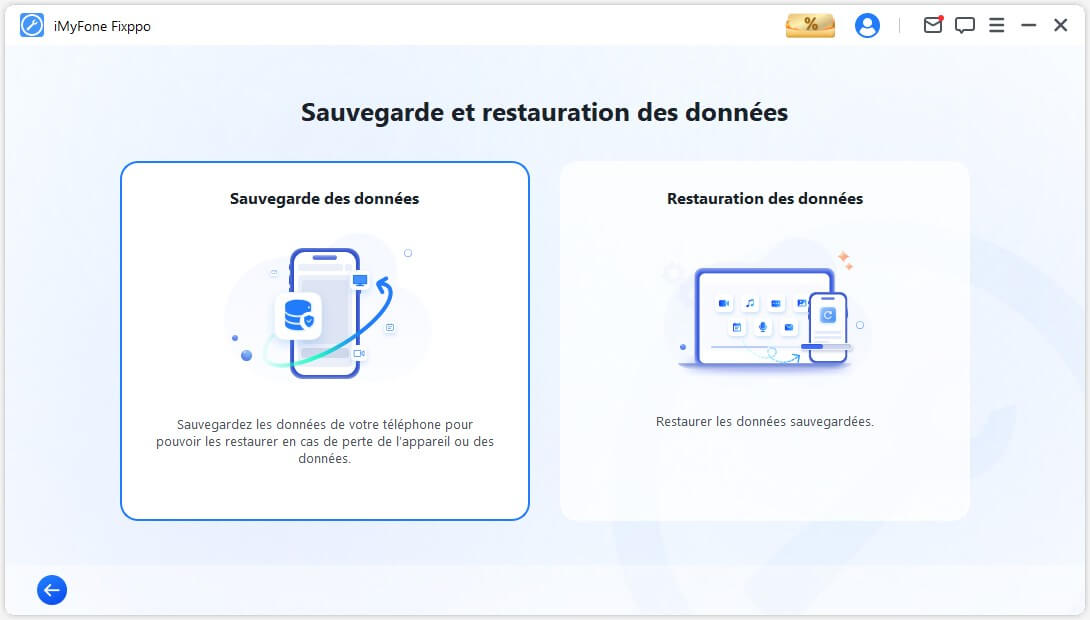 Cliquez sur Sauvegarde des données