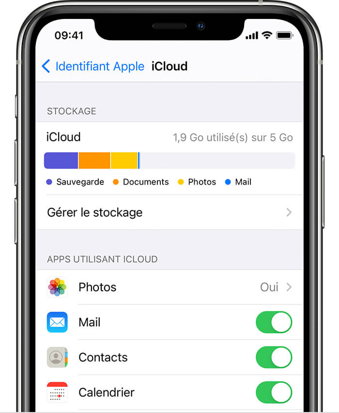 Vérifier l'espace de stockage iPhone iCloud