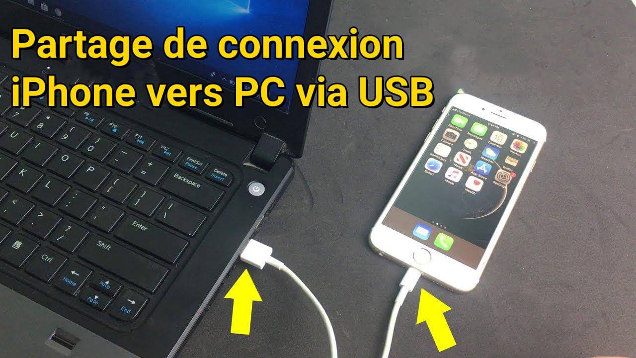 faire un partage de connexion sur iPhone vers PC via USB 