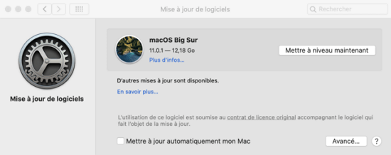 Mise à jour du logiciel macOS
