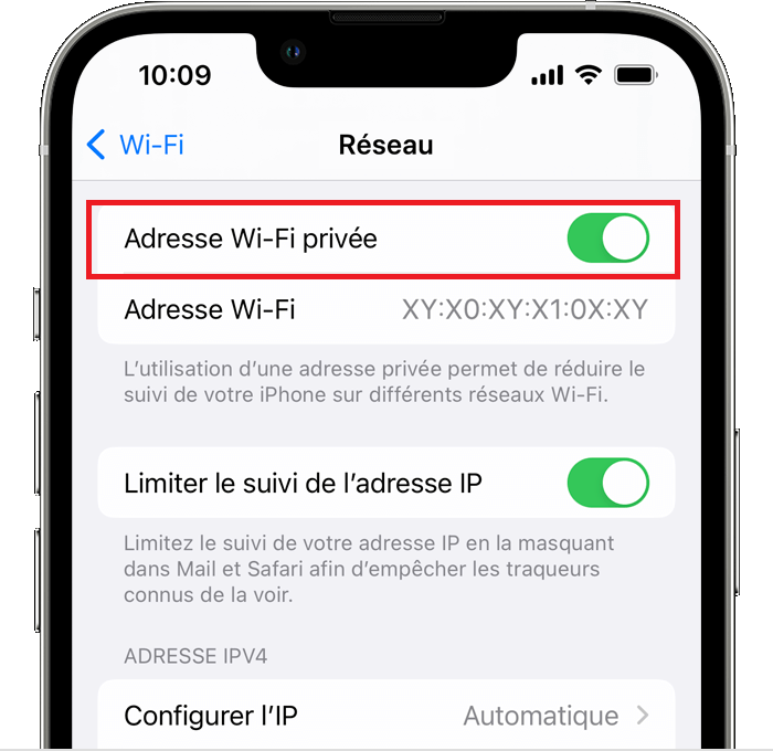 Désactivez l'Adresse Wi-Fi privée