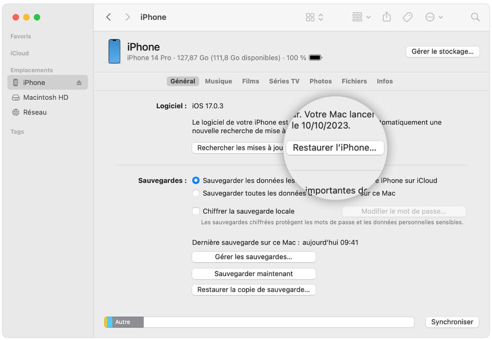 Restaurer l'iPhone