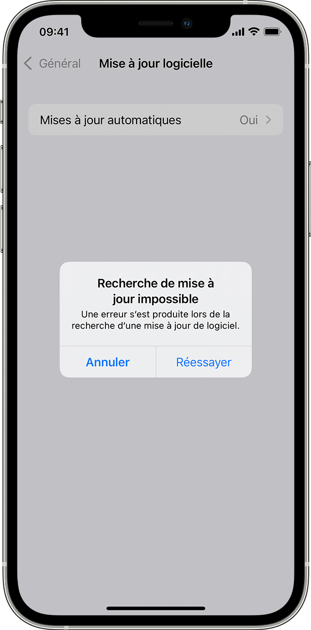 Recherche de la mise à jour iOS 16 impossible