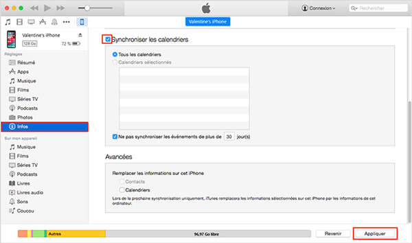 synchroniser votre calendrier de Mac à iPhone en utilisant iTunes