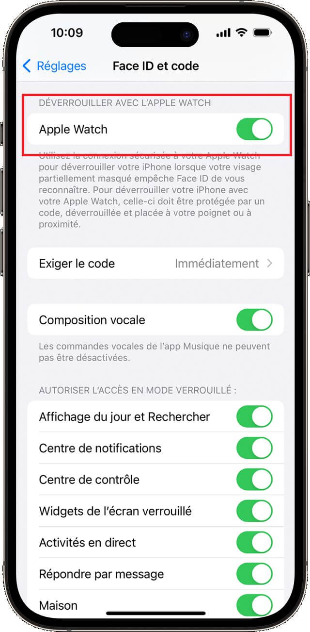 Comment déverrouiller l'iPhone avec l'Apple Watch