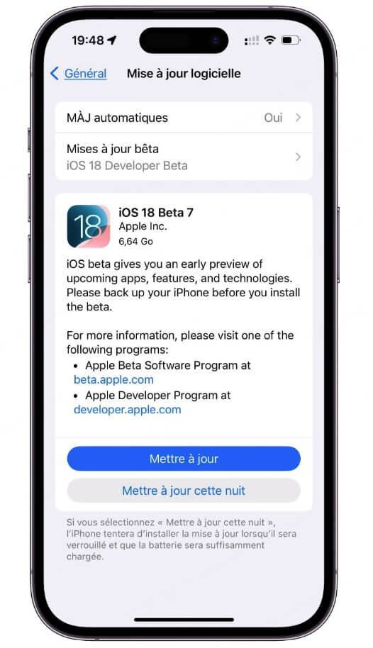 Mettre à jour le système iOS