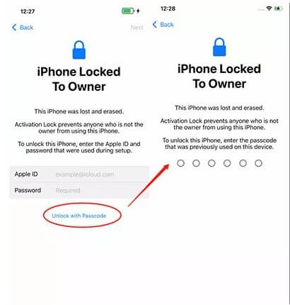 entrer le code de l'écran pour supprimer un iPhone verrouillé par son propriétaire
