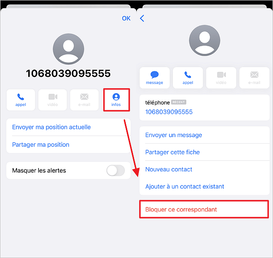 bloquer un contact sur iPhone via l'application Messages