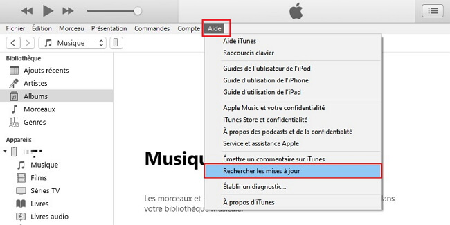 mettre à jour la dernière version d'iTunes