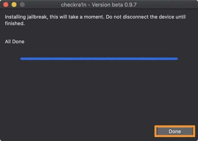 Jailbreak terminé iOS 18-checkra1n