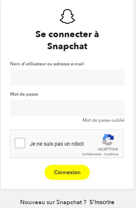 Entrer le nom d'utilisateur et mot de passe sur site snapchat de supprimer compte