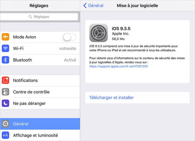 mettre à jour iOS 15