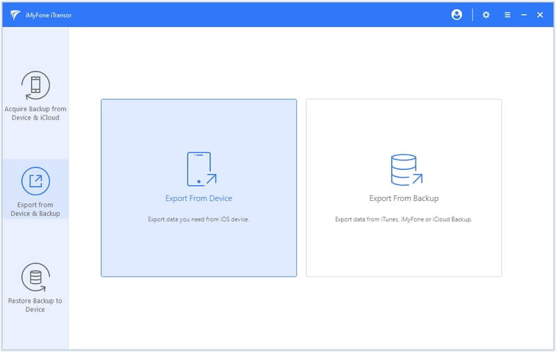 Choisissez « Export from Device & Backup »