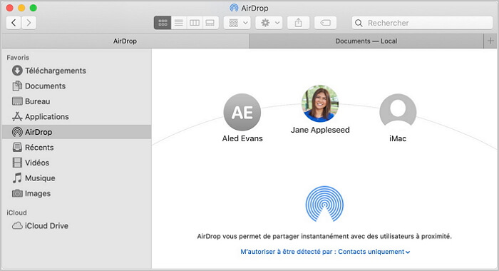 transférer des contacts iPhone vers Mac avec AirDrop