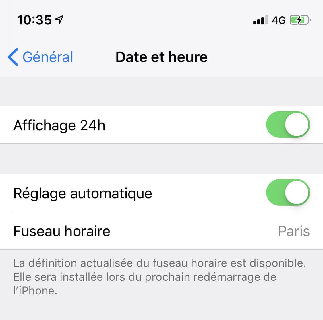 Réglage automatique de la date et de l'heure pour iPhone