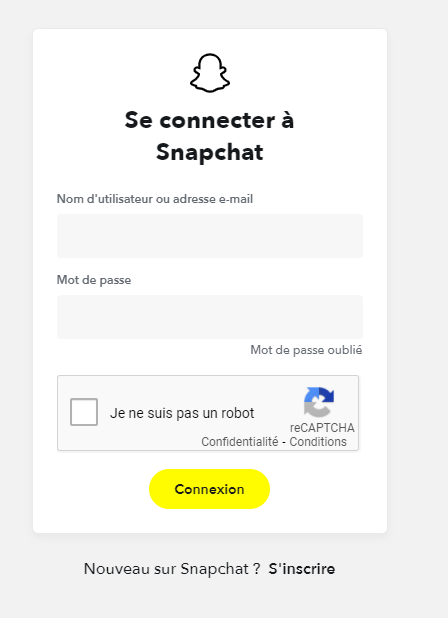Connectez-vous à votre compte Snap via votre e-mail et mot de passe pour débloquer snapchat